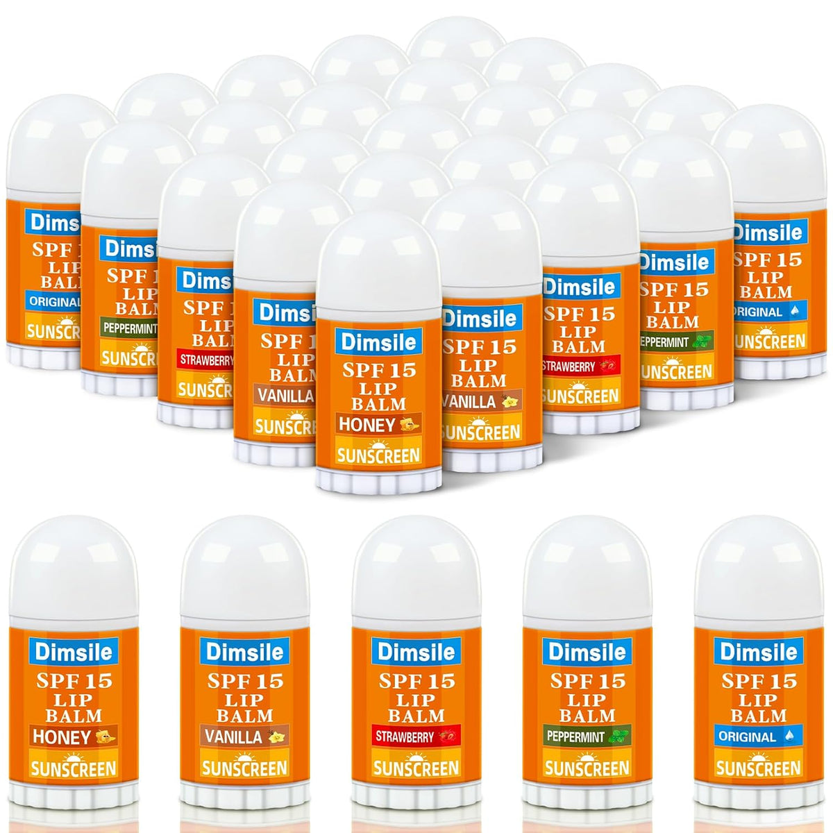 75 Pcs Mini Sunscreen Lip Balms Bulk Spf 15 Lip Balms Sticks with Sunscreen Teacher Nurse Volunteer
