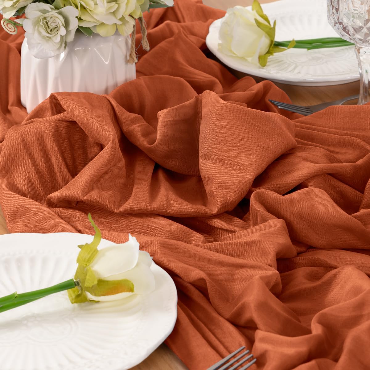 Terracotta Table Runner Cheesecloth Table Runner 4 Pack 10FT Farmhouse Table Runners 120 Inches