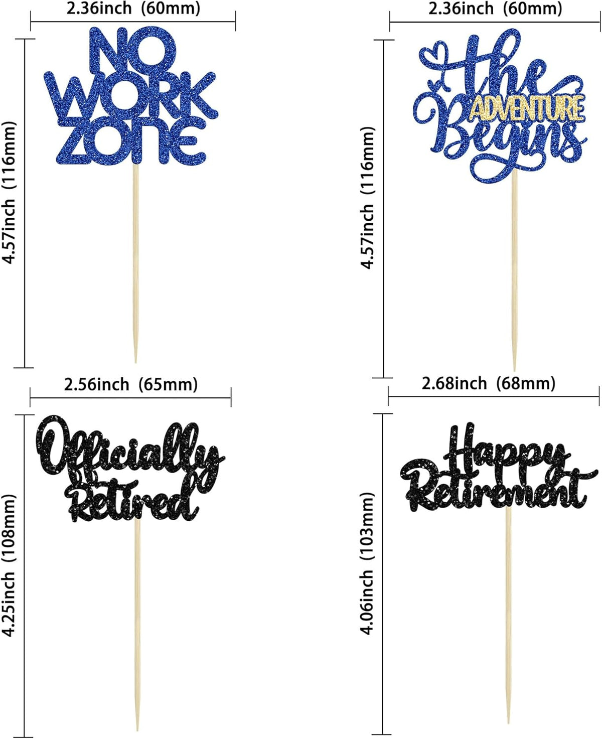 24Pcs Happy Retirement Cupcake Toppers Officially Retired Cake Toppers No Work Zone Adventure