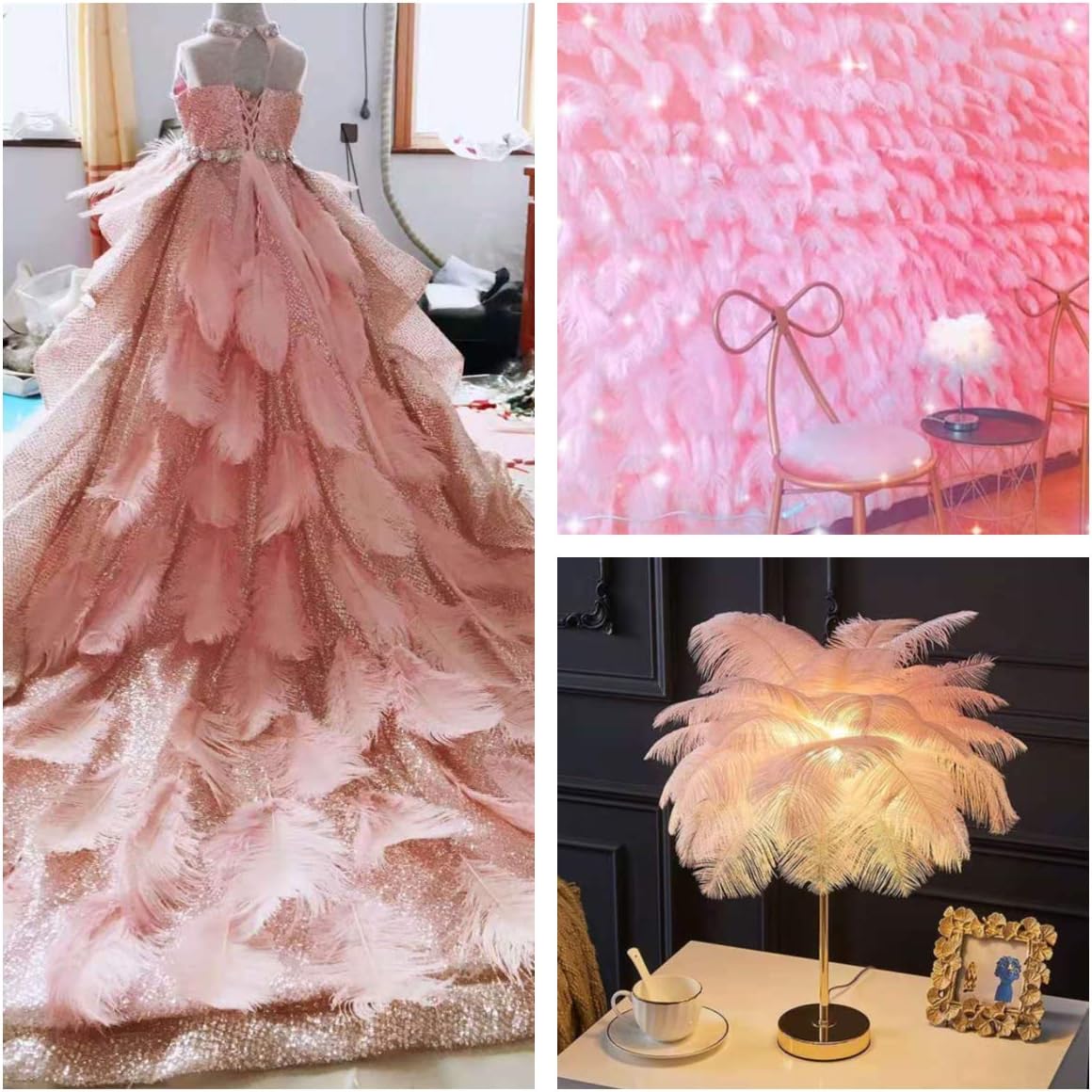 Ballinger Light Pink Ostrich Feathers - 24Pcs 8-10inch Feathers for Crafts,Party
