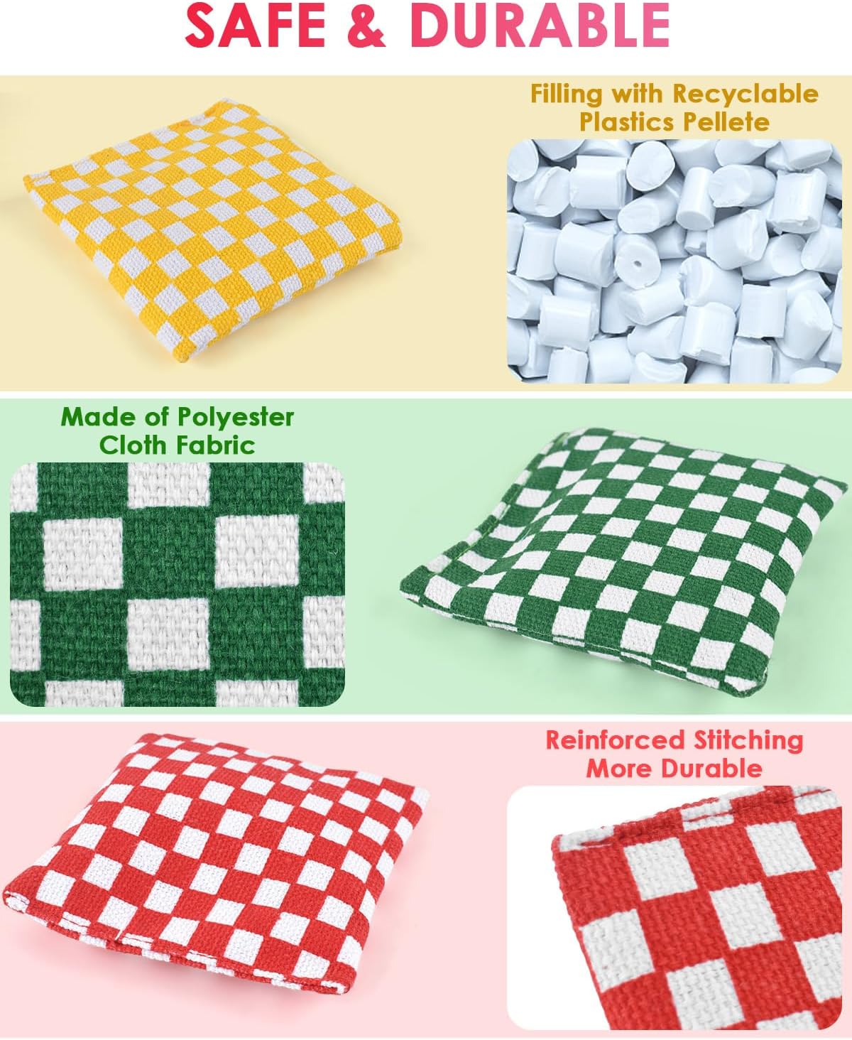 TINDTOP Mini Bean Bags for Tossing - 3.1" x 3.1", Cornhole Outdoor Toss Gaming Colorful Canvas Bean