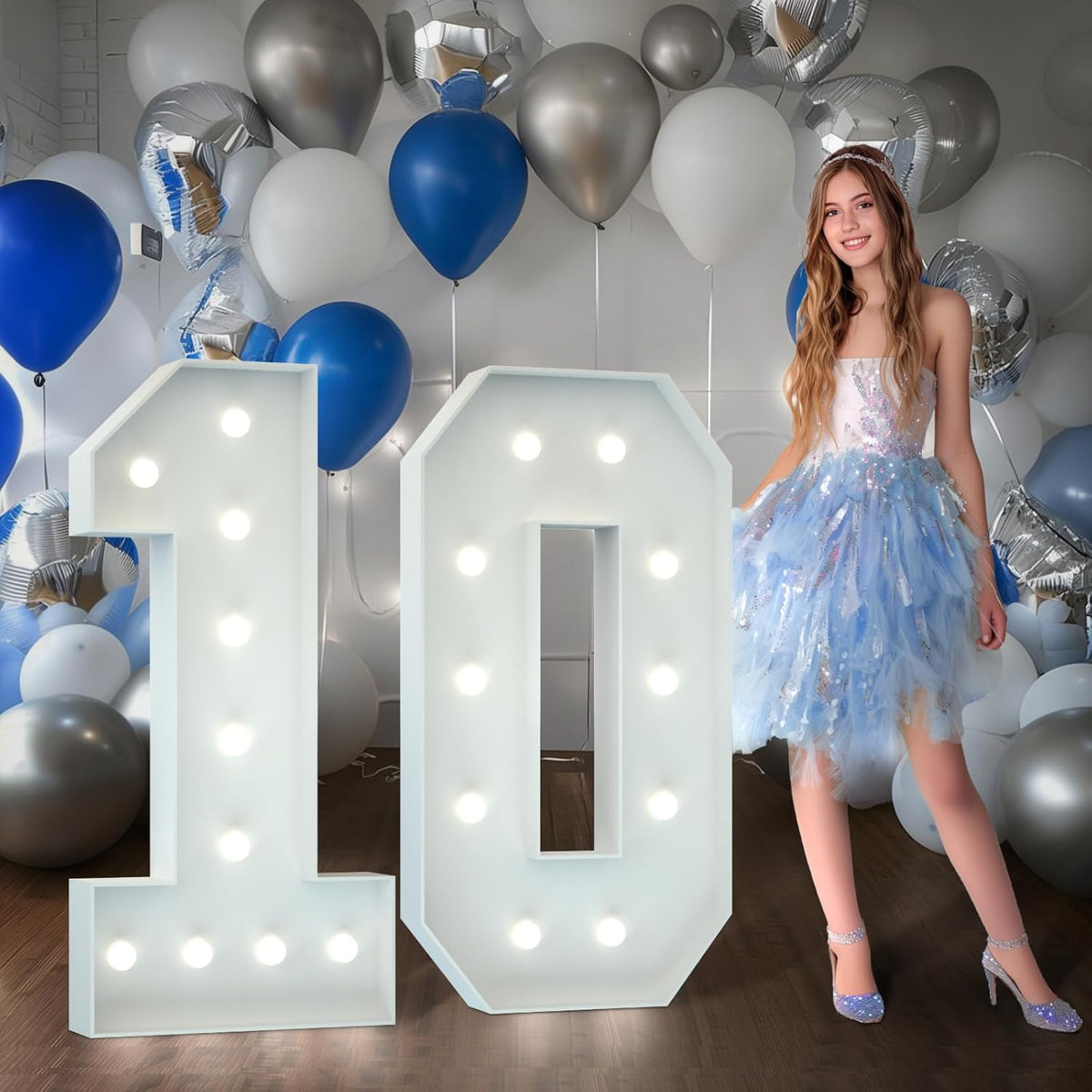 Marquee Numbers 4 Feet Tall Big Light Up Numbers 10th Happy Birthday Decorations Girl Boy White