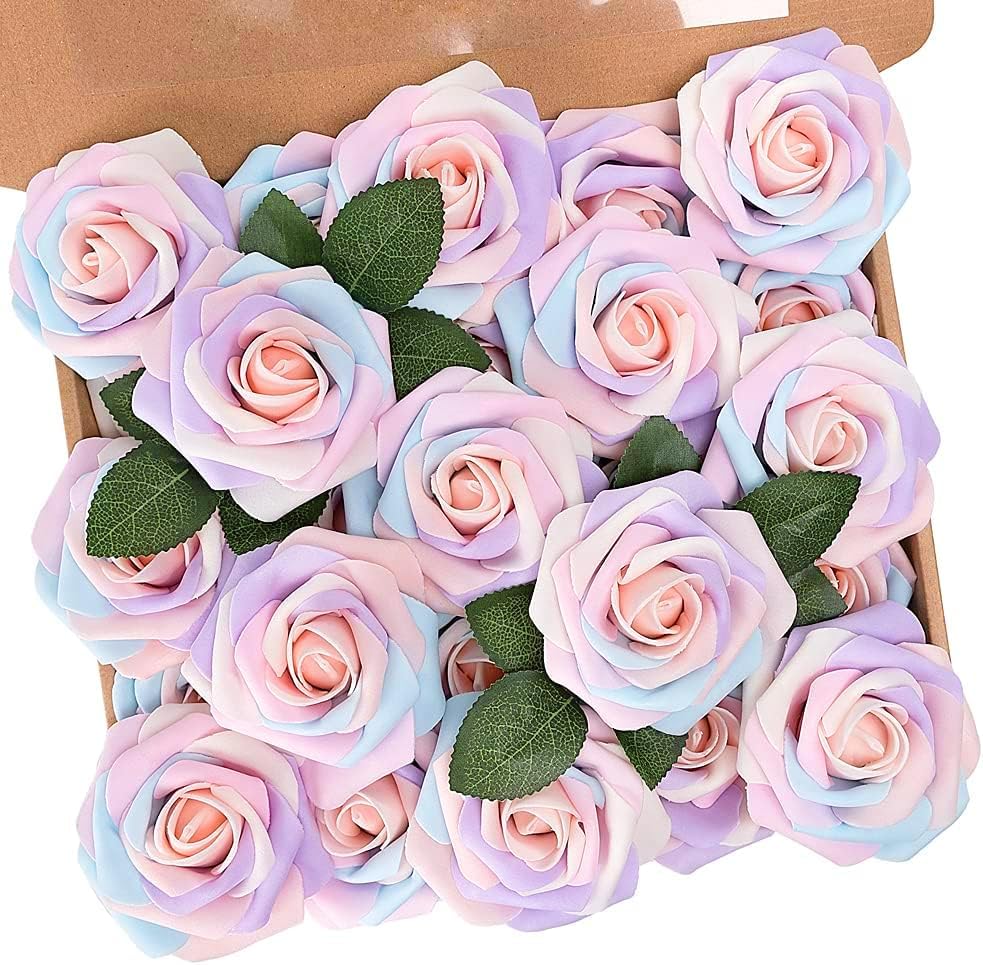 N&T NIETING Artificial Flowers, 25Pcs Fake Flowers Roses Perfect for DIY Wedding Bouquets