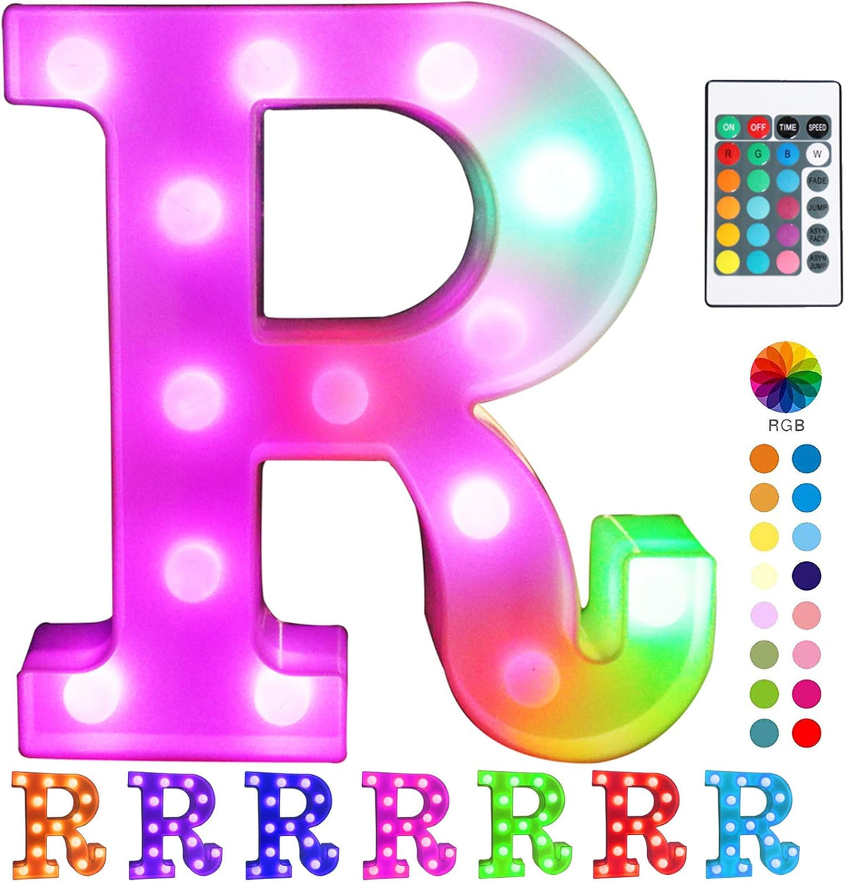 Pooqla Colorful LED Marquee Letter Lights with Remote – Light Up Marquee Signs – Party Bar Letters