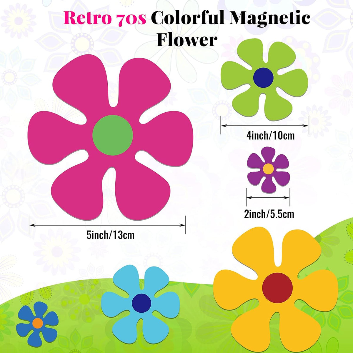 Car Flower Magnet Funny Magnetic Decals Decorations Cute Fridge Magnets 60s Flower Cutout Magnet