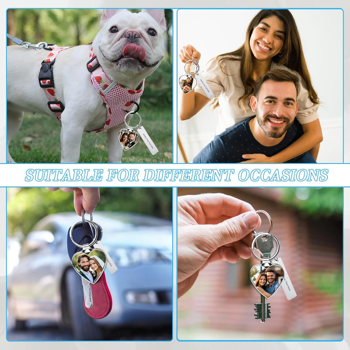 Custom Keychain with Picture Double-sided Personalized Photo Text Keychain, Gift for Anniversary