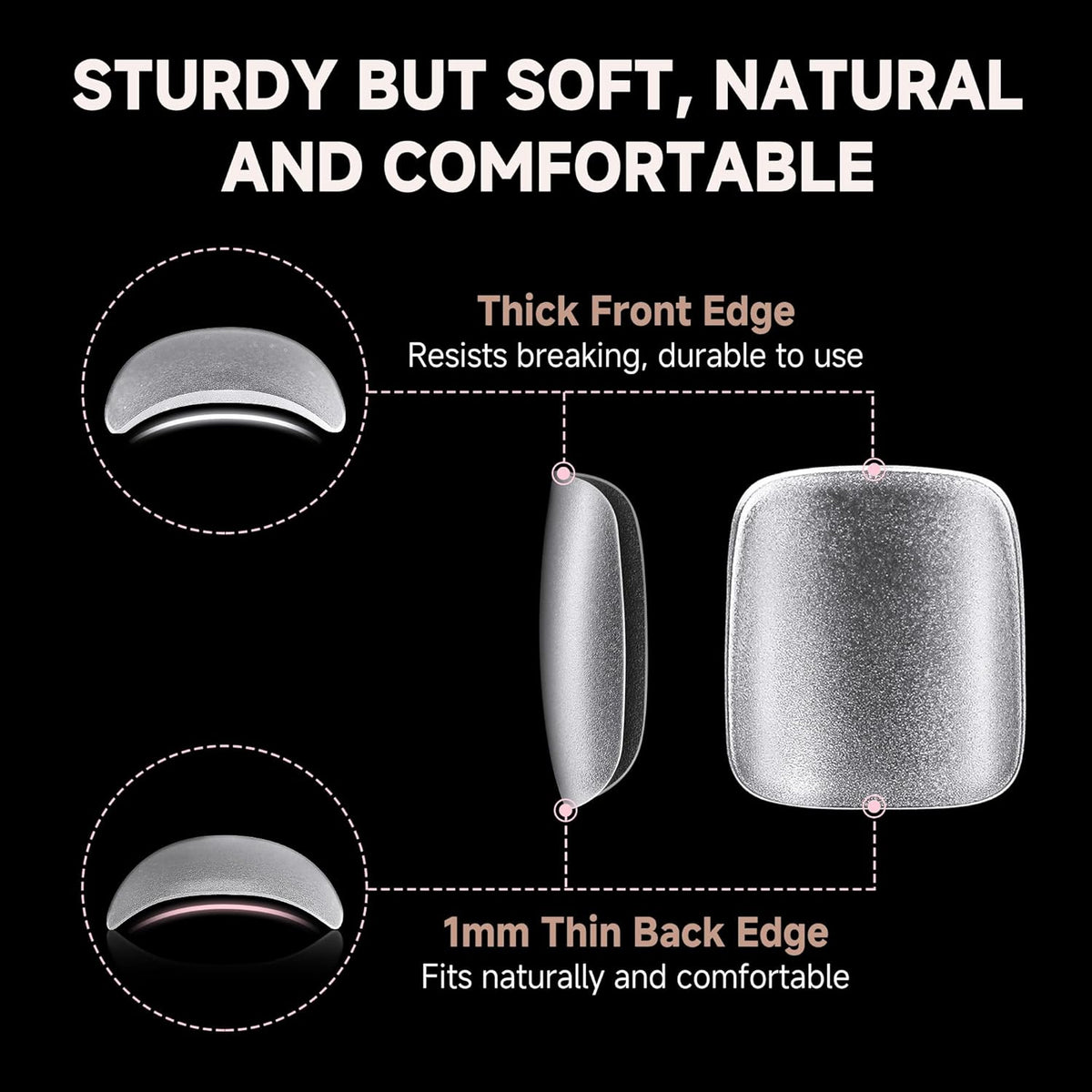UNA GELLA Toe Nail Tips Full Cover, 216 Pcs Square Round Toe Nail Press Ons Clear Pre-Shape Gel Toe