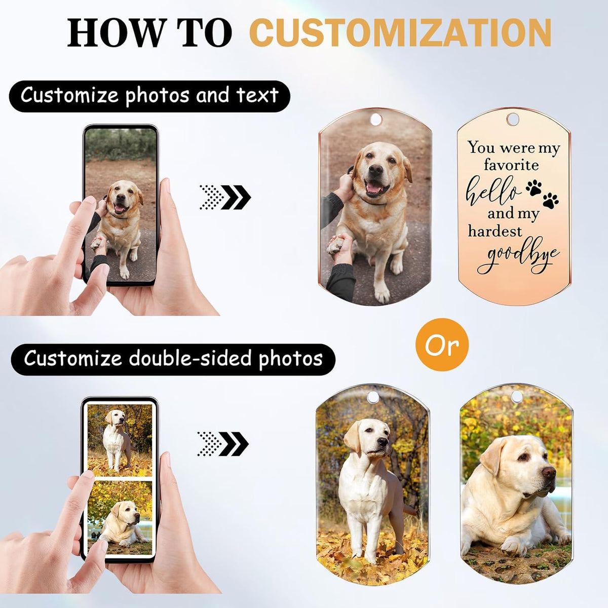 Funnylife Personalized Dog Memorial Photo Keychain Stainless Steel Custom Pet Memory Keychain Loss