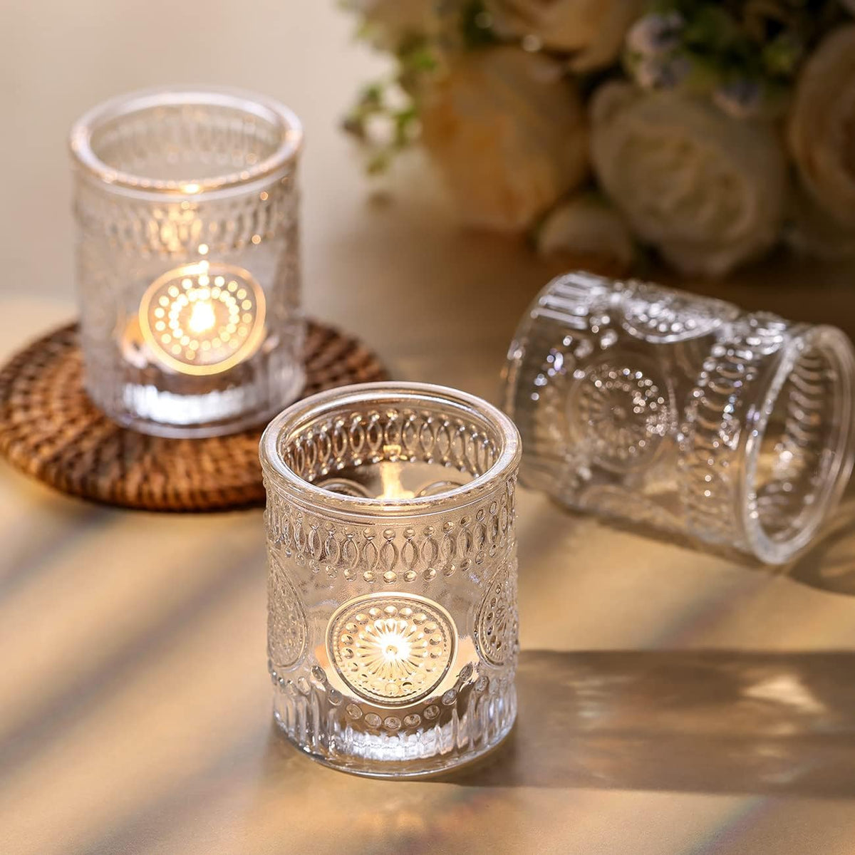 DARJEN Clear Votive Candle Holders Set of 36- Glass Candle Holders Bulk for Tea Light Candle