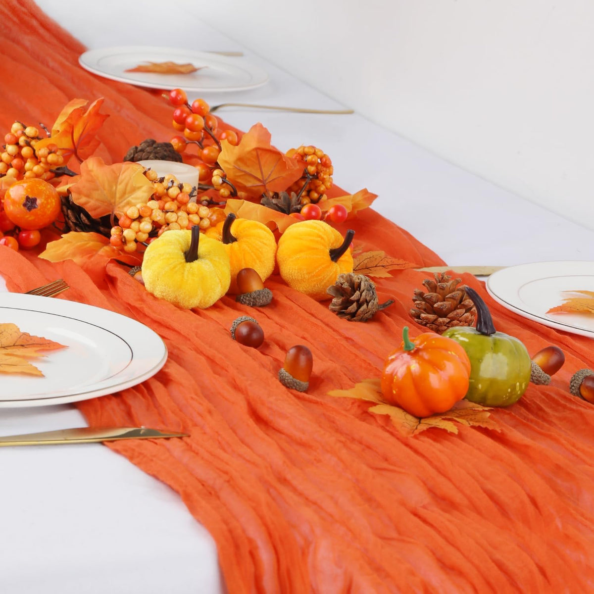 10 Packs Orange Halloween Table Runner Cheesecloth 10FT Fall Burnt Orange Cheese Cloth Table Runner