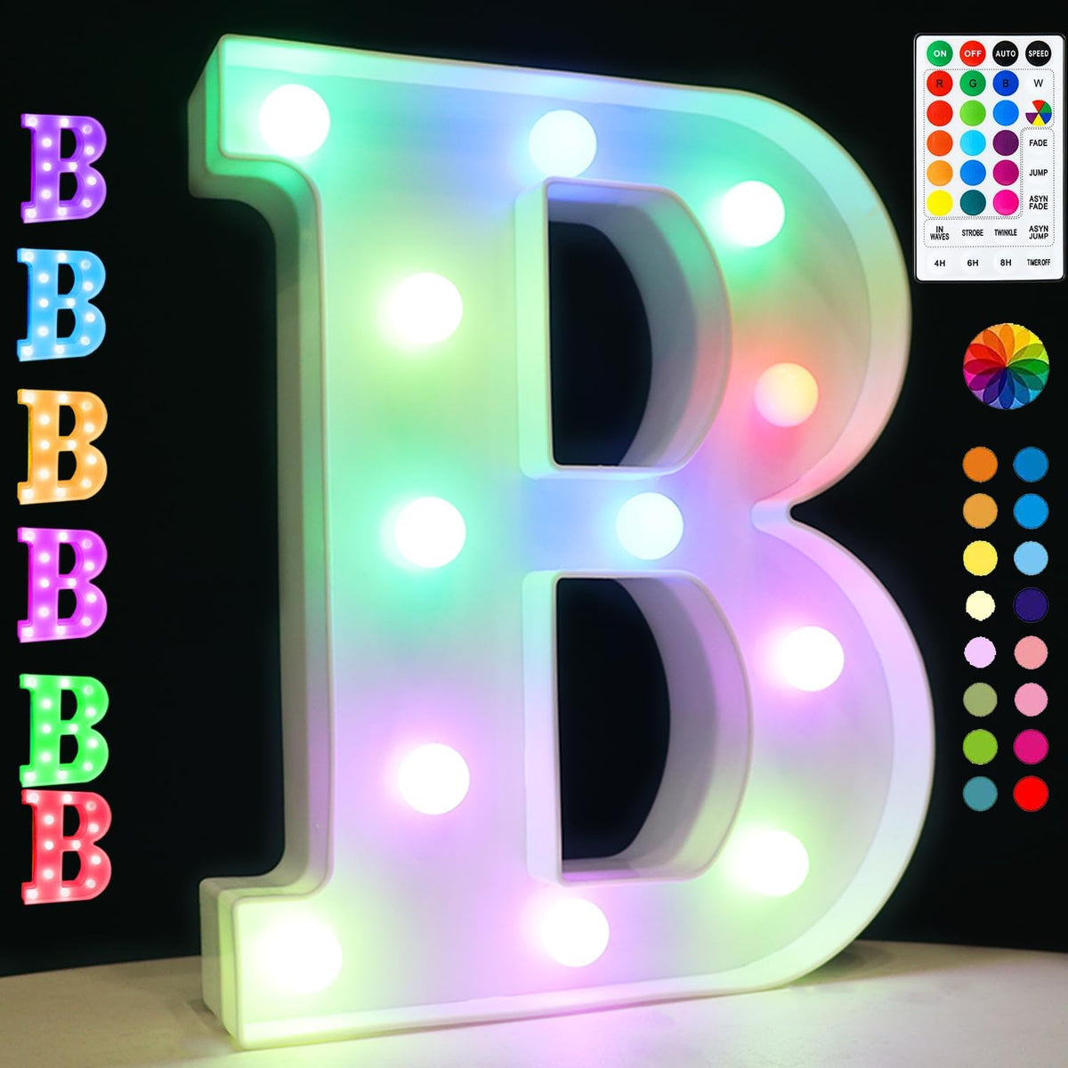 Light Up Colorful LED Marquee Letter lights, 18 Colors Changing Alphabet Letters Sign with Remote