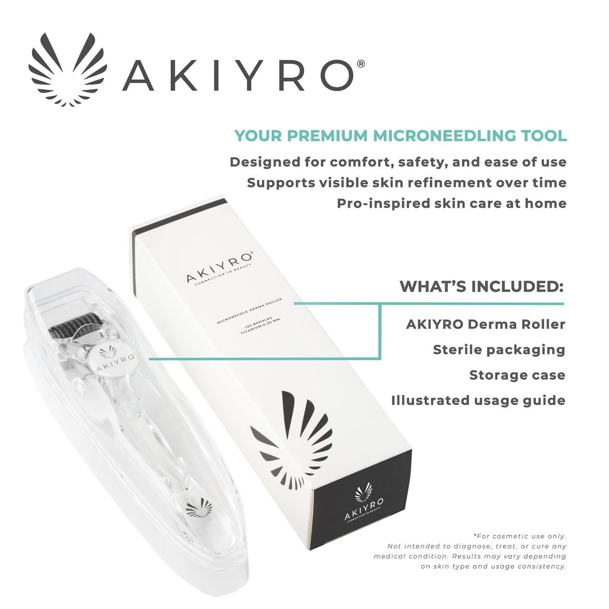 Derma Roller 0.30mm - Microneedle Roller with Storage Case - 192 Micro Needling Dermal Tool for