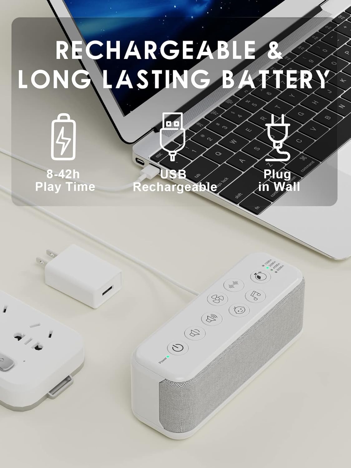 OnLyee White Noise Machine for Office Privacy & Noise Canceling, USB Rechargeable Sound Machine for