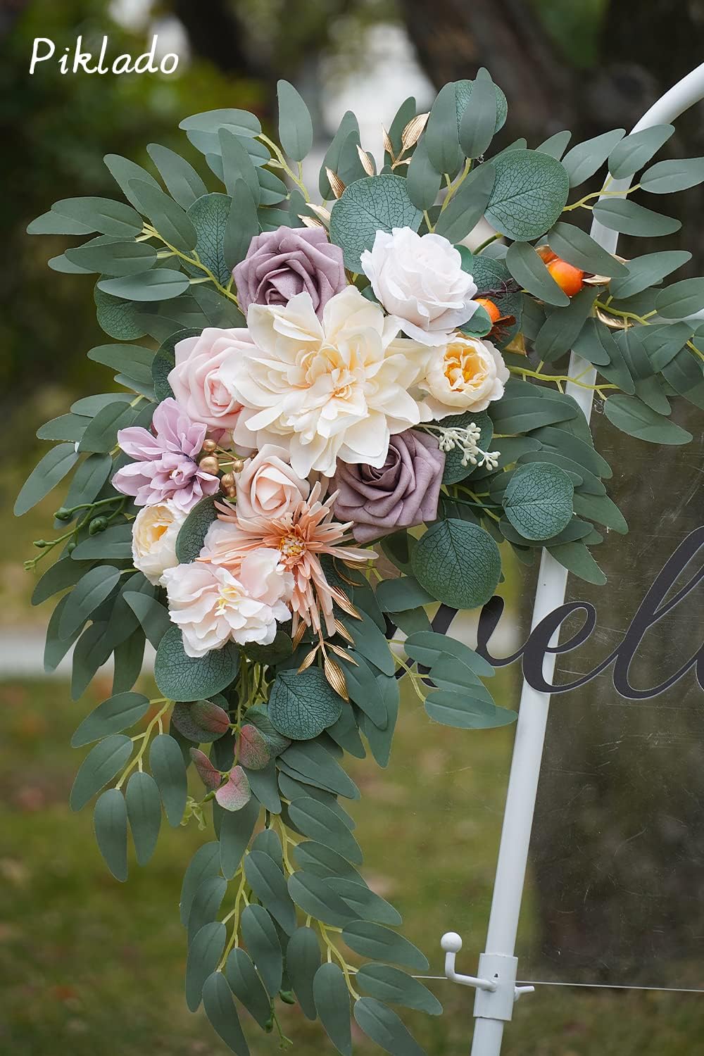Faux Flower Swag Set of 2 for Wedding Welcome Signs Floral Swag Wedding Reception Ceremony Signs