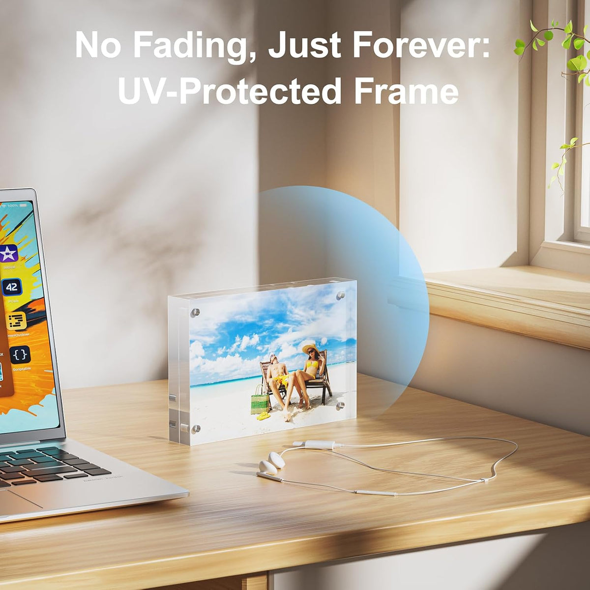 3 Pack 4x4 Acrylic Picture Frames - 20% Thicker Double Sided Magnetic Frame with UV Protection