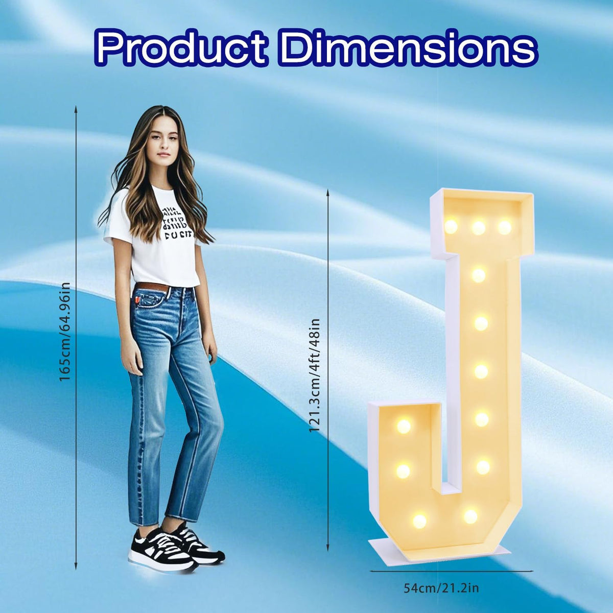 4FT Marquee Plastic Letters J - Light up Letters J Are Made from Corrugated Plastic Board - Quick