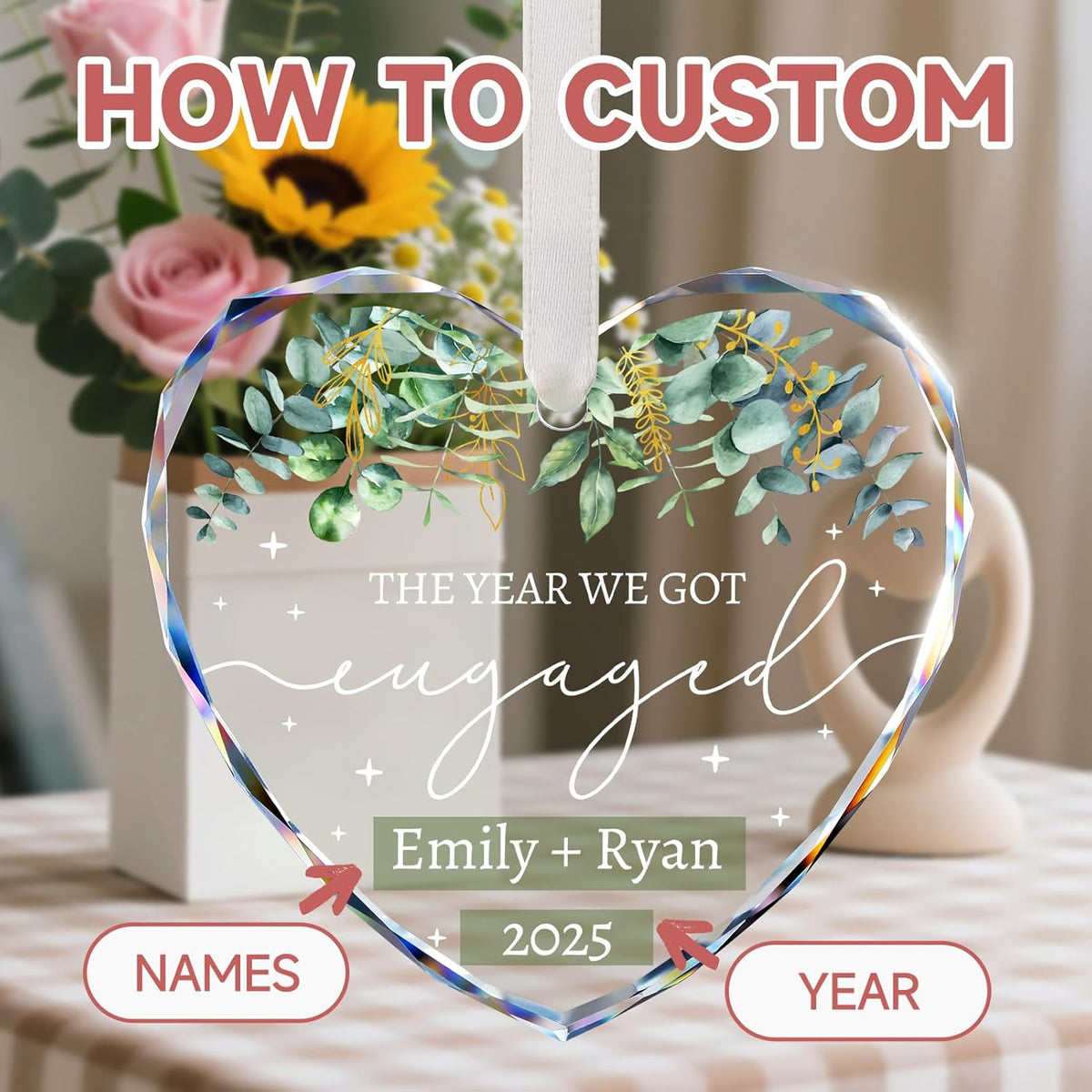 Engagement Ornament 2025 - Engagement Gifts for Couples - Personalized Gift for Newly Engaged