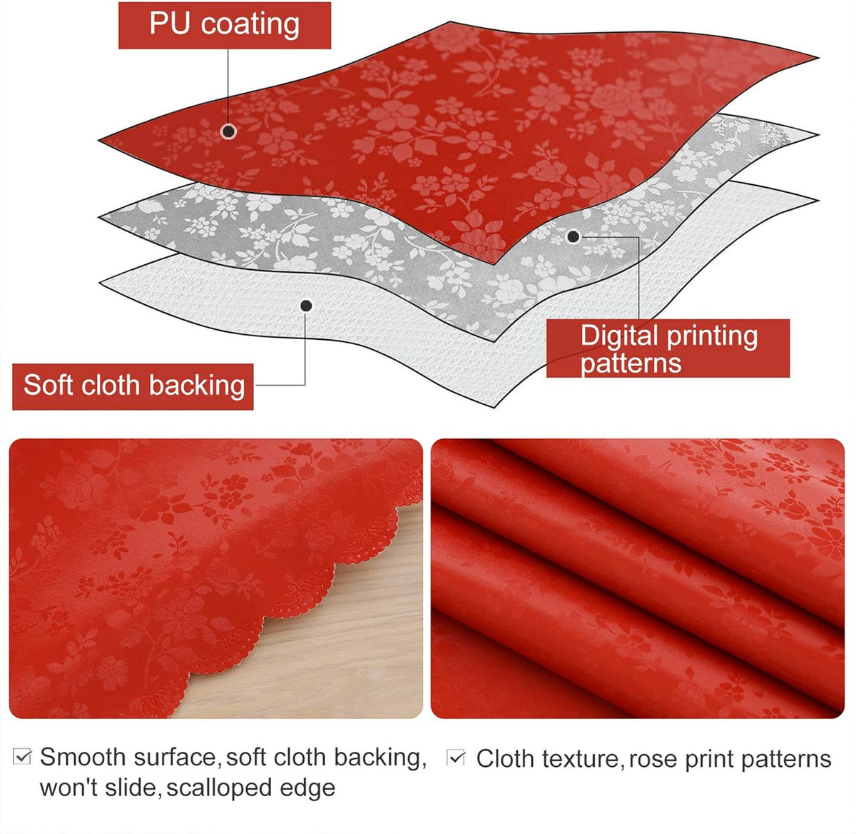 Smiry Square Table Cloth, Waterproof Heavy Duty Vinyl Tablecloths, Wipeable Washable Table Cover