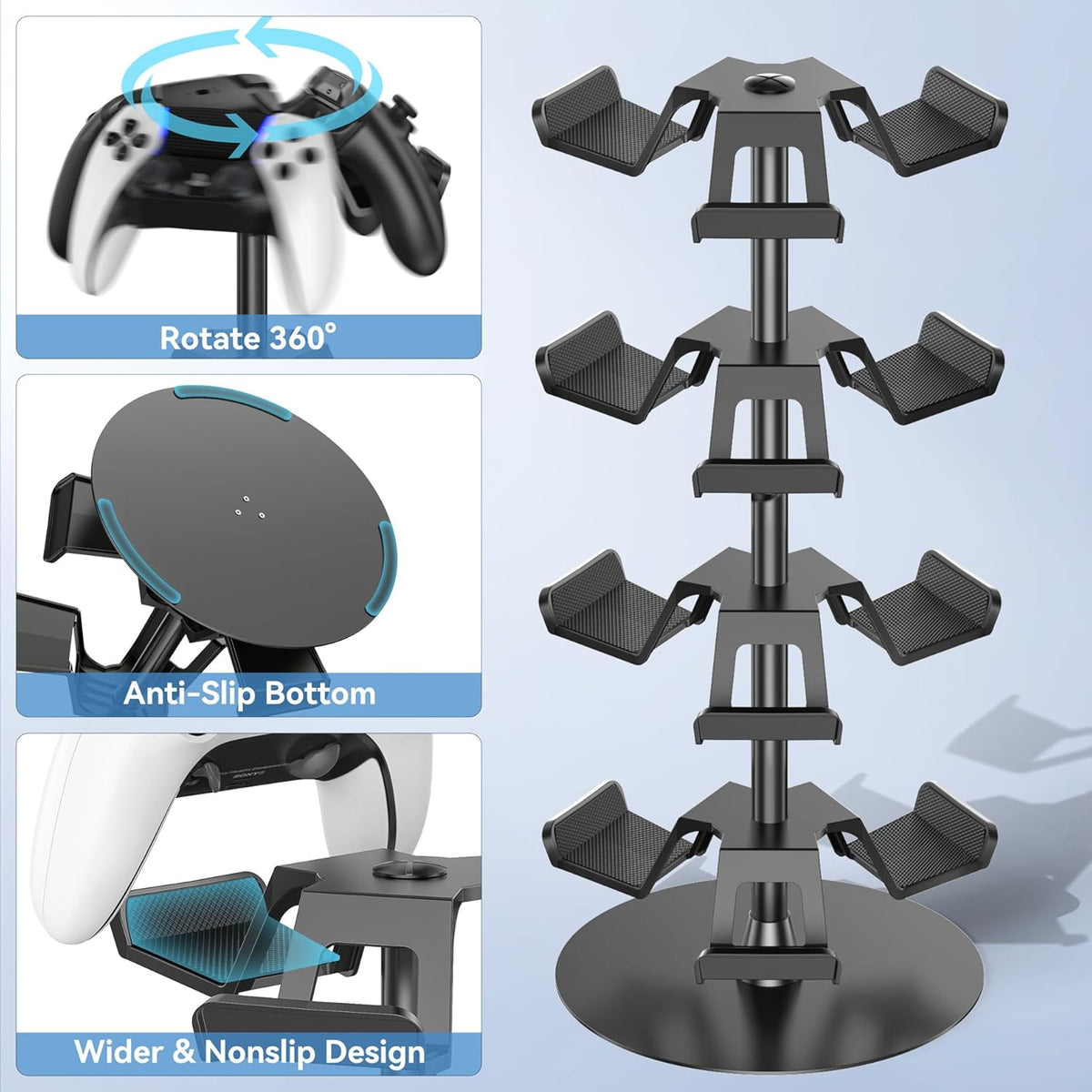 Headset Stand 4 Tiers for Desk, Rotatable Gaming Controller Stand for PS5/PS4/Xbox/Switch2/PS