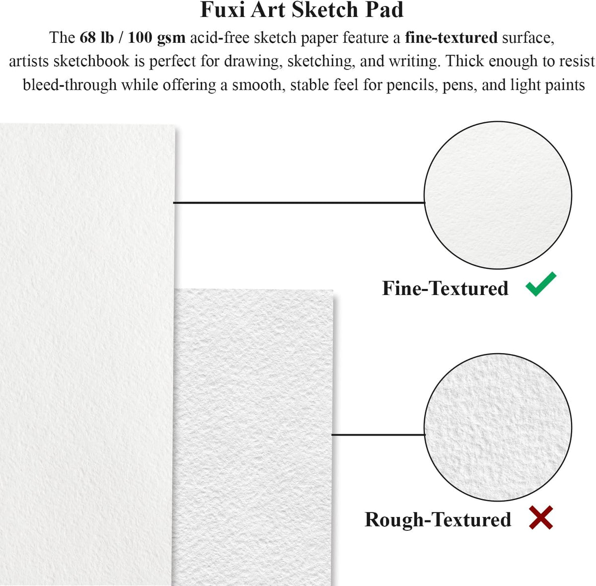 9" x 12" Sketch Book, Top Spiral Bound Sketch Pad, 2 Packs 100 Sheets Each (68lb/100gsm), Acid Free