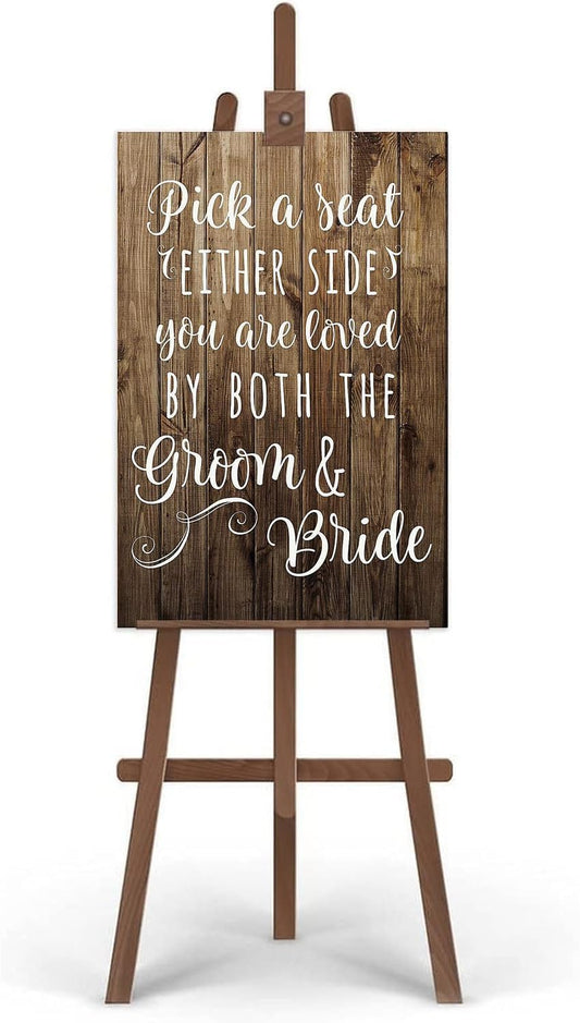 Rustic Wooden Signs Pick a Seat Not A Side Sign You Are Loved by the Groom and Bride, Wedding Signs