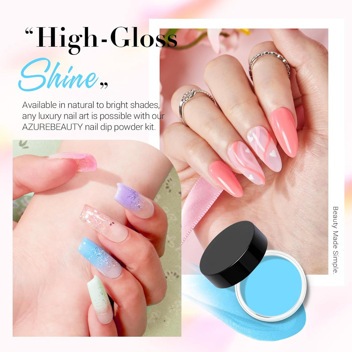 AZUREBEAUTY Dip Powder Nail Kit with Electric Nail Drill 24 Colors Pink Pastel Blue Purple Nails