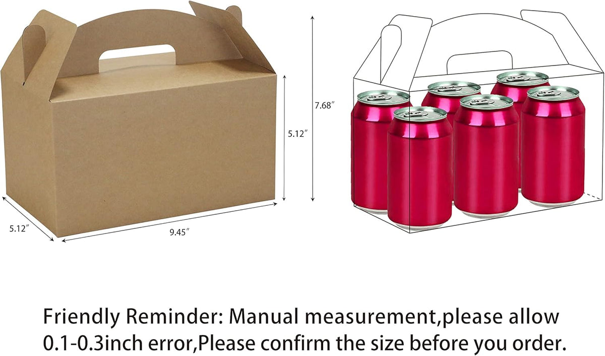 HUAPRINT Brown Treat Boxes Large Bulk,Gable Boxes 30 Pack 9.45x5x5Inches,Party Favor Boxes Goodie