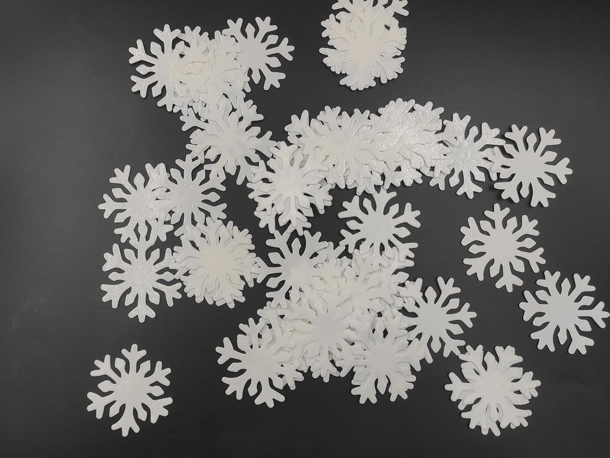 50pcs Edible White Snowflakes for Cake Decorating Cupcake Toppers for Christmas Winter frozen Theme