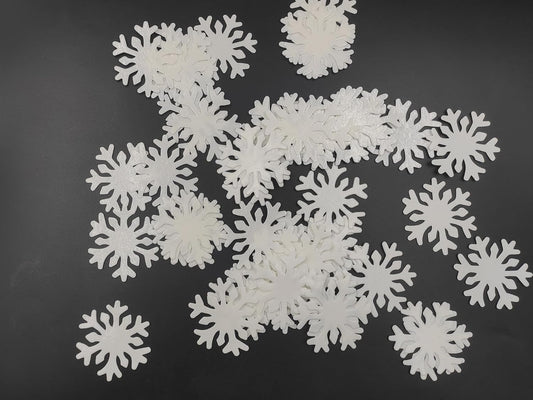 50pcs Edible White Snowflakes for Cake Decorating Cupcake Toppers for Christmas Winter frozen Theme