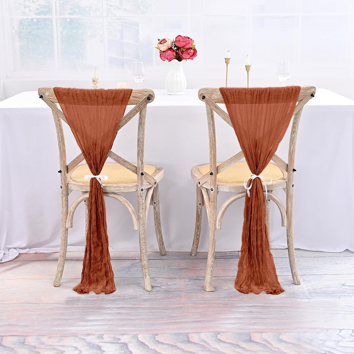 50 Pcs Cheesecloth Aisle Decorations Sashes - Universal Chair Covers for Wedding Reception Party