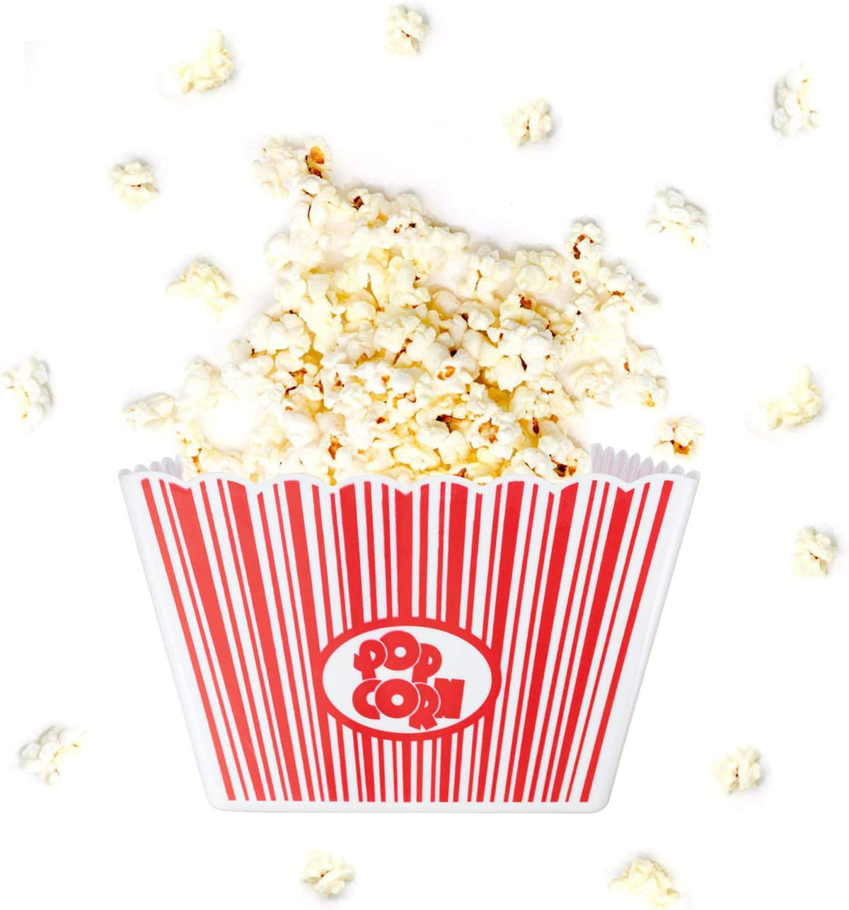 Hedume 6 Pack Popcorn Containers, Plastic Movie Theater Style Popcorn Container Set, Red & White