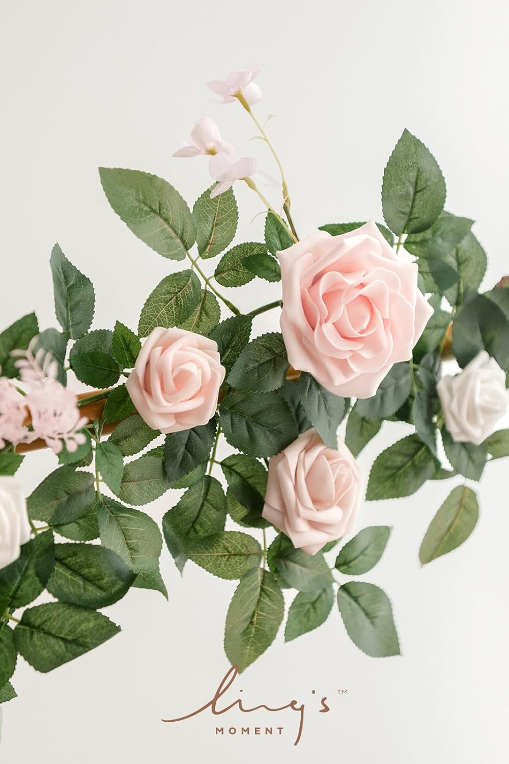 Ling's Moment 5FT Blush Artificial Flower Garland Fake Pink Rose Leaves Floral Garland Arch Flowers
