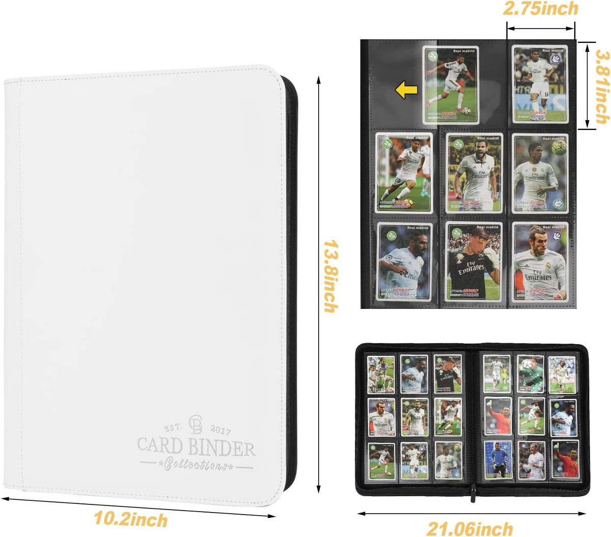 Trading Card Binder, Card Collection Binder Album Folder with 540 Side Loading Pockets, 9 Pocket