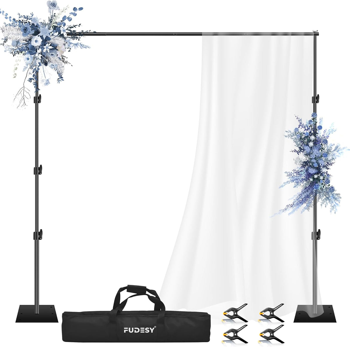 FUDESY Heavy Duty Backdrop Stand, 10x10ft Adjustable Photo Background Stand Support System Kit with
