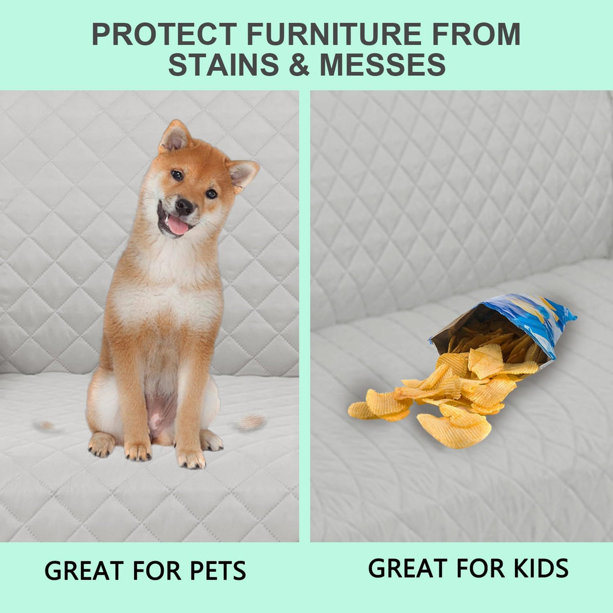 Reversible Sofa Covers Couch Cover Furniture Protector for Dogs Elastic Straps Water