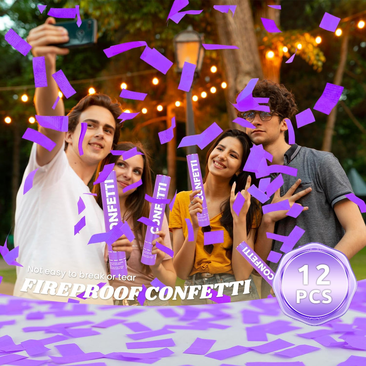 Confetti Cannon 12Pack Purple Biodegradable Cannon Poopers 12Inch Purple Party Poppers Confetti