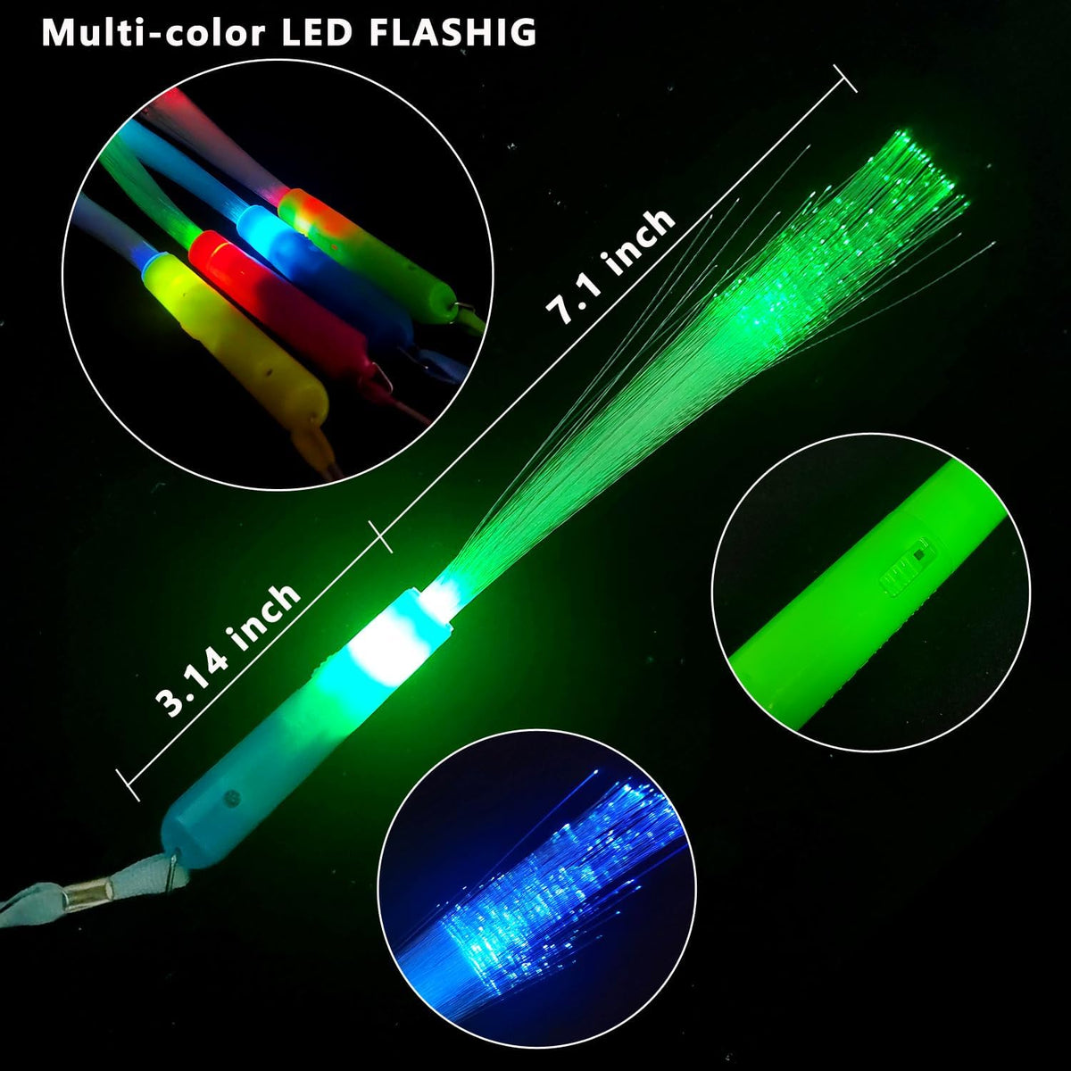 OceanWings Glow Fiber Optic Wands,Halloween Glow Sticks Bulk Party Pack,Glow in the dark Party