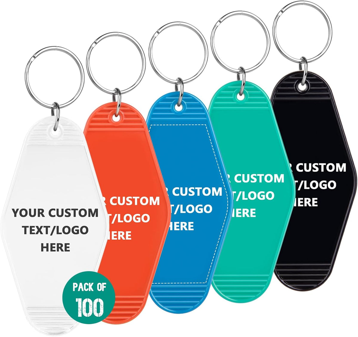 Custom Vintage Hotel Motel Keychains 100 Pack, Personalized Logo, Text Bulk - Perfect for