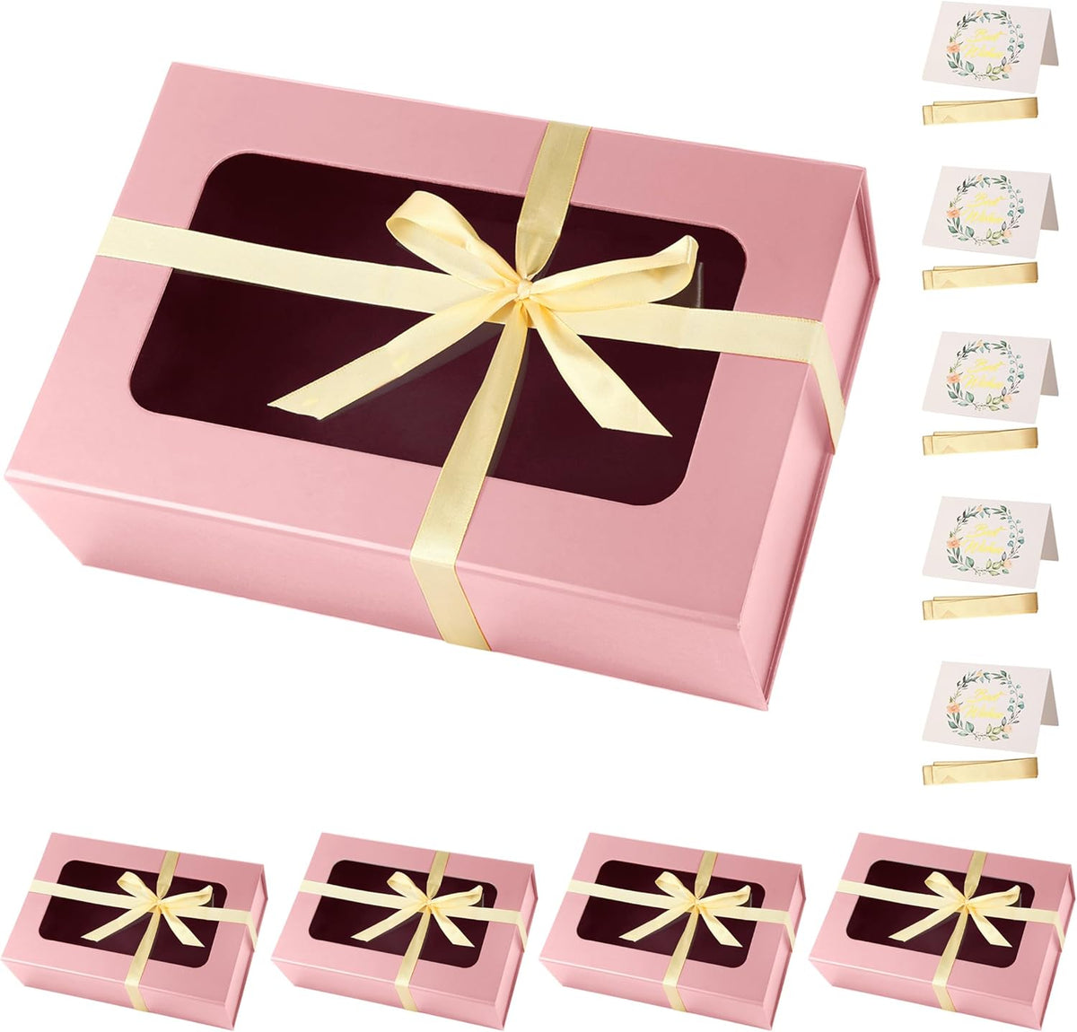 Pink Large Gift Boxes with Window, 13.5"x9"x4.3" Bridesmaid Boxe for Gift Giving,Birthday Gift Box