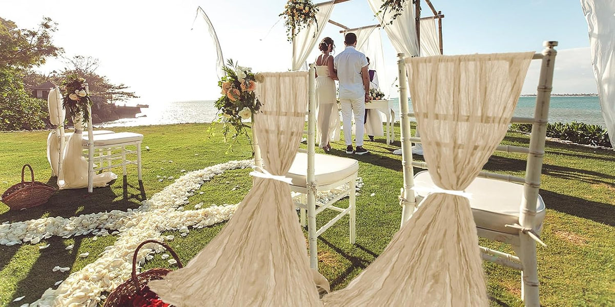 50 PCS Cheesecloth Chair Sashes, Bows Designed ChairSashes, 15.7x108 inch Chair Sashes for Aisle