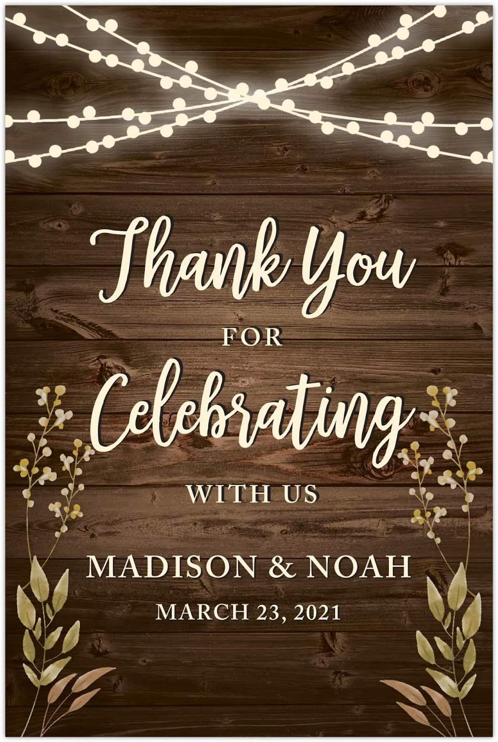 Andaz Press Personalized Extra Large Wedding Easel Party Sign, 12x18-inch, Rustic Wood with Hanging