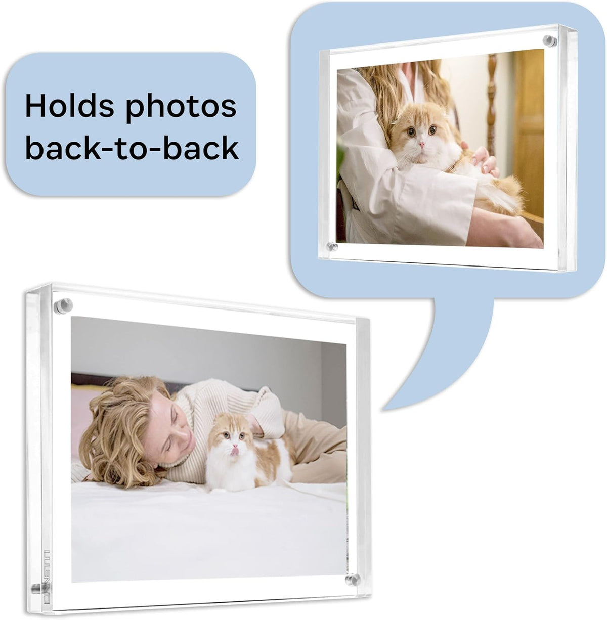 Canetti Original Magnet Picture Frame - Crystal Clear Acrylic Glass Table Top Photo Frame