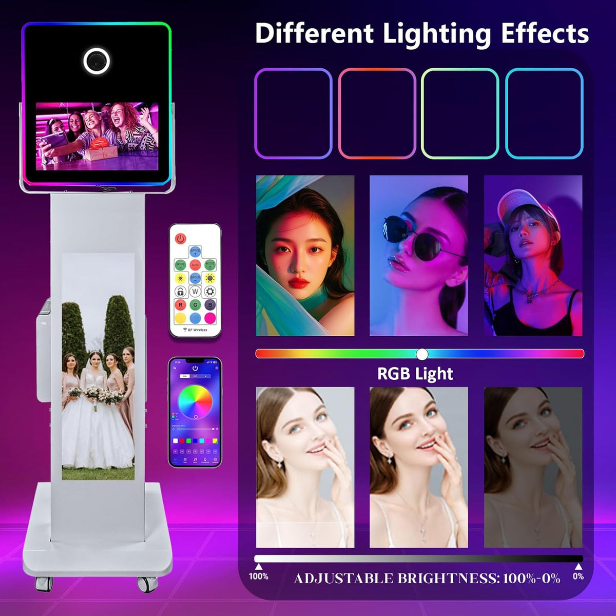 Portable Photo Booth with 15.6''and 29''LCD Touch Screen Selfie Photobooth Machine for Events
