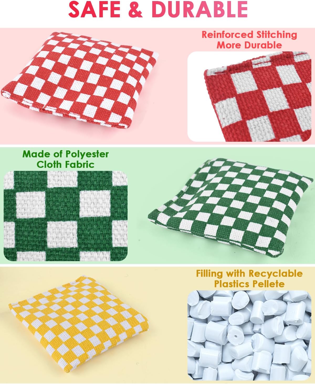 TINDTOP Mini Bean Bags for Tossing - 3.1" x 3.1", Cornhole Outdoor Toss Gaming Colorful Canvas Bean