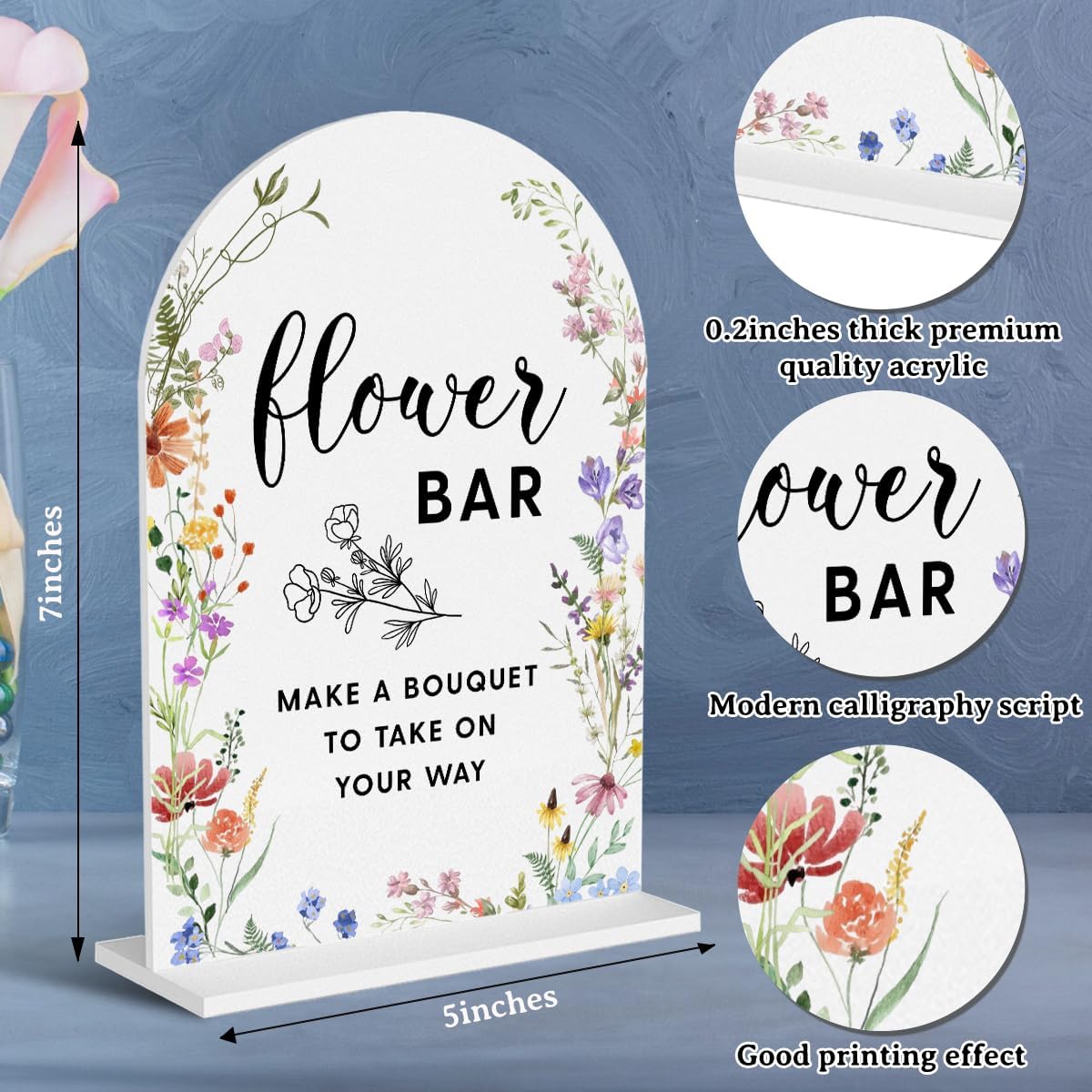 Acrylic Wedding Signs, Flower Bar Signs for Marriage Reception, Flower Bar Desk Decor, Modern
