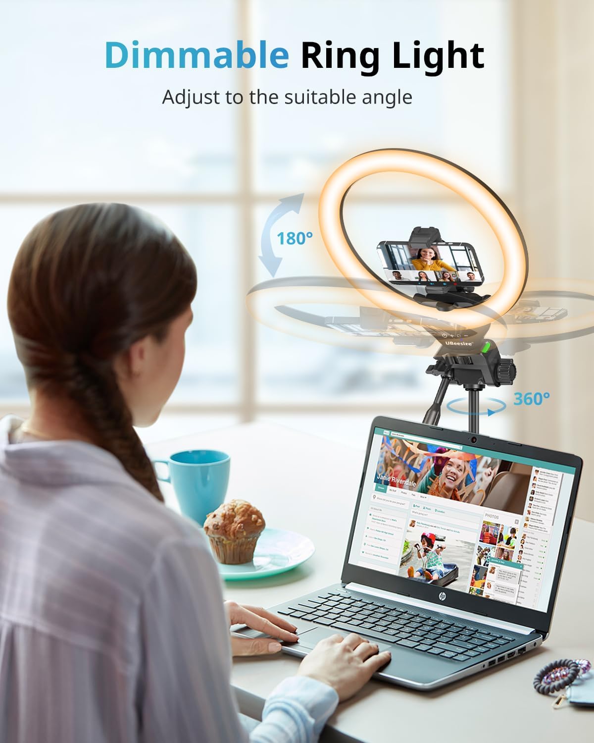 UBeesize 12'' RGB Selfie Ring Light with 62’’ Tripod Stand for Video Recording＆Live