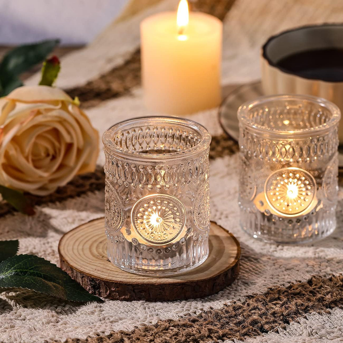 DARJEN Clear Votive Candle Holders Set of 36- Glass Candle Holders Bulk for Tea Light Candle