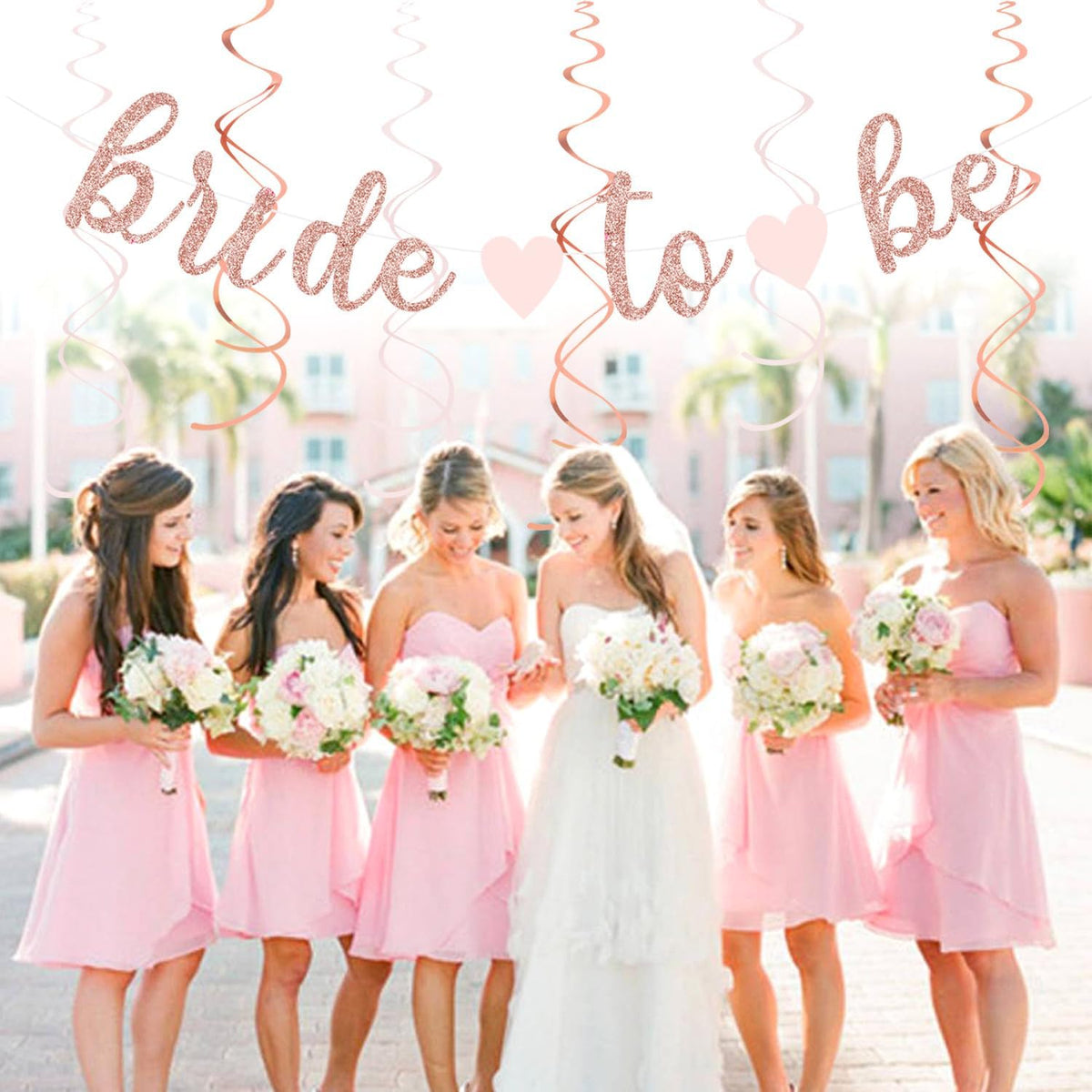 Light-Pink Rose-Gold Bachelorette Party-Decorations - 21pcs Baby Bridal Shower Banner Garland