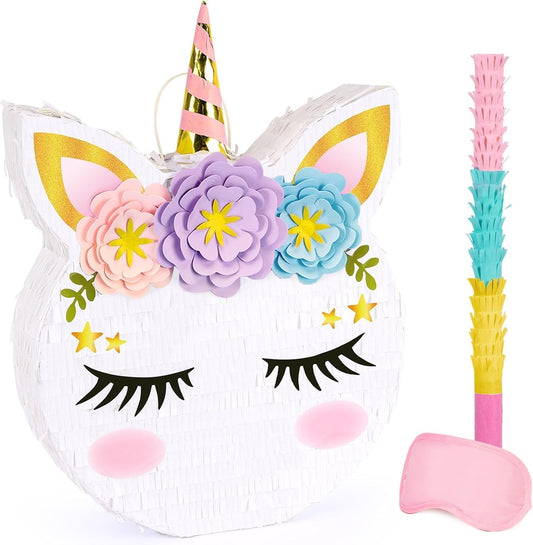 WERNNSAI Unicorn Piñata - Unicorn Party Supplies Piñata with Stick and Blindfold for Girls Kids