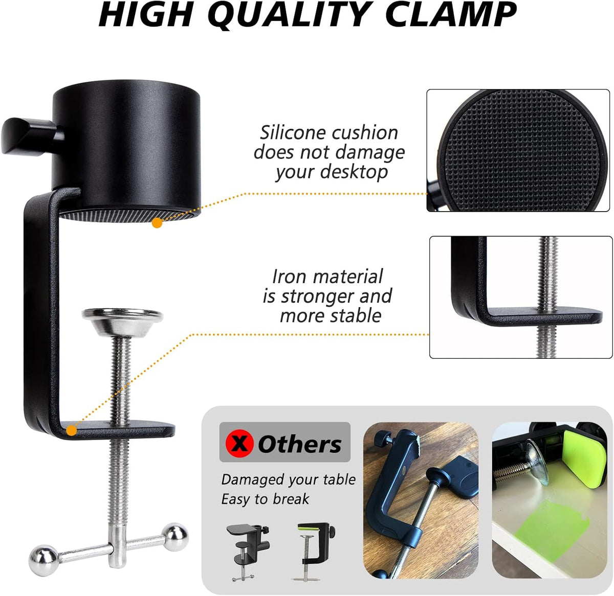 SUNMON Mic Stand Boom Arm - Microphone Arm Compatible with HyperX QuadCast, 360° Rotation